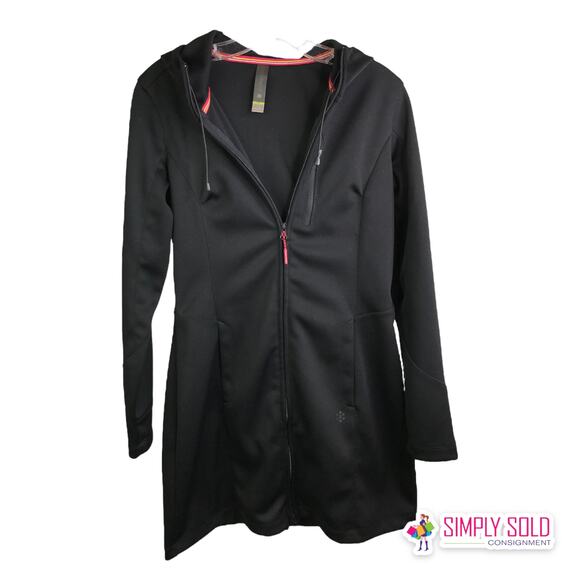 Mondetta Women's Hooded  Long Jacket High Vis Wicking Softshell Black Tapered‎ S - Picture 1 of 13